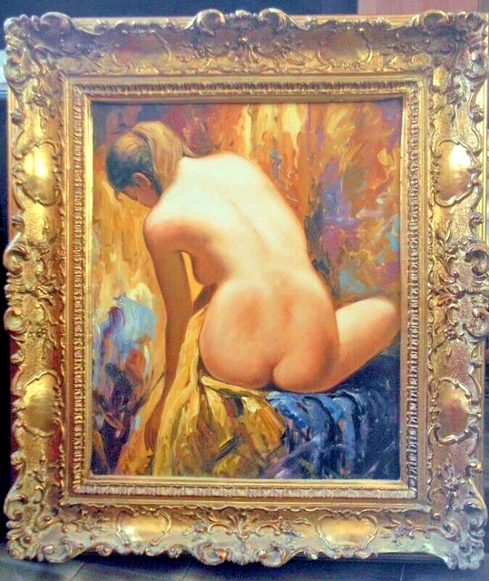 NUDO FEMMINILE DI SCHIENA. OLIO SU TELA 47x57 FIRMATO.