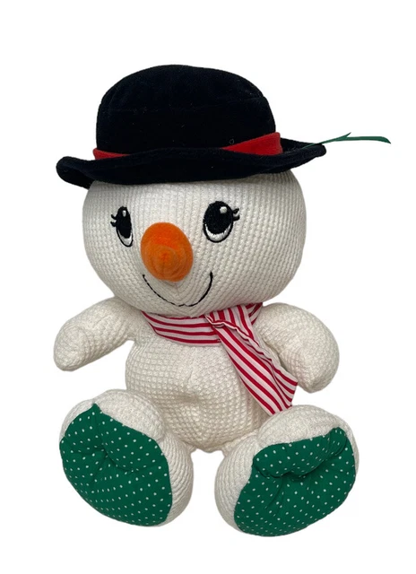 Vtg '97 Fisher Price Cozies Snowman Plush Stuffed White Waffle Knit Christmas