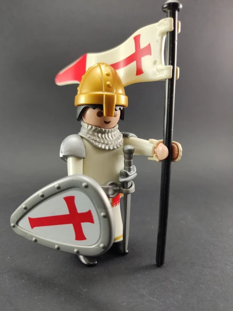 PLAYMOBIL 5 CHEVALIERS FRANÇAIS FLEUR DE LYS TEMPLIERS CHÂTEAU MÉDIÉVAL