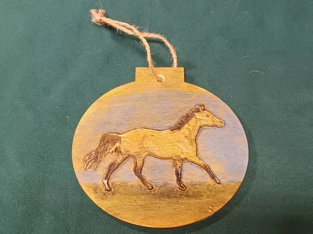 Hand Painted Buckskin Horse Christmas Ornament OOAK art western cowboy