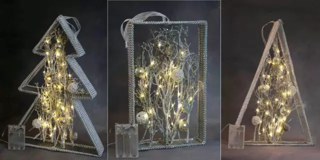 LED Weihnachtsdeko Herbstdeko 6/18h Timer warmweiße LEDs Glitzer Tanne Pyramide