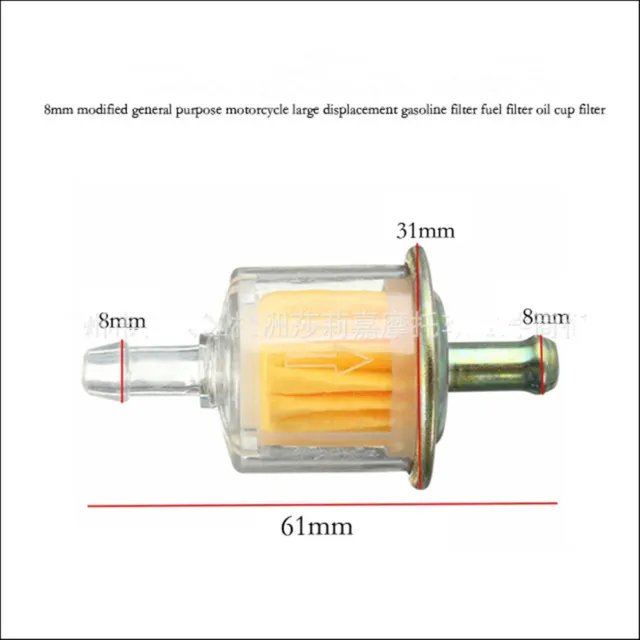 Universal 2x Petrol Inline Fuel Filter Dirt Motorcycle Part Fit 5/16'' 8mm