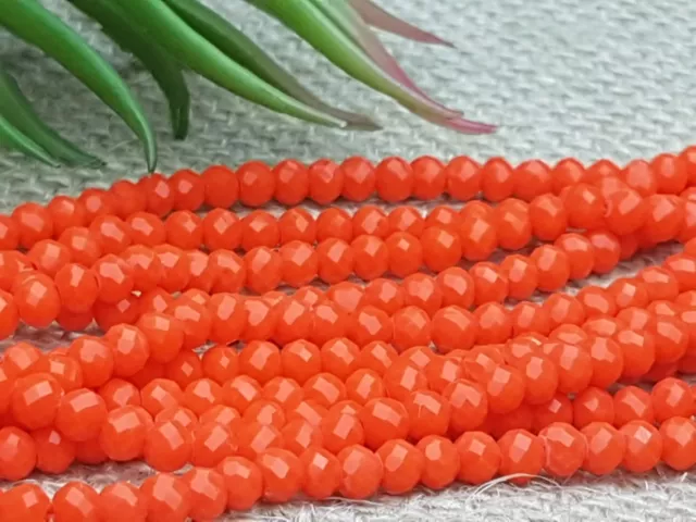 145 Glas schliff facettierte Perlen Rondelle Abakus Kristall orange rot 3*4 mm