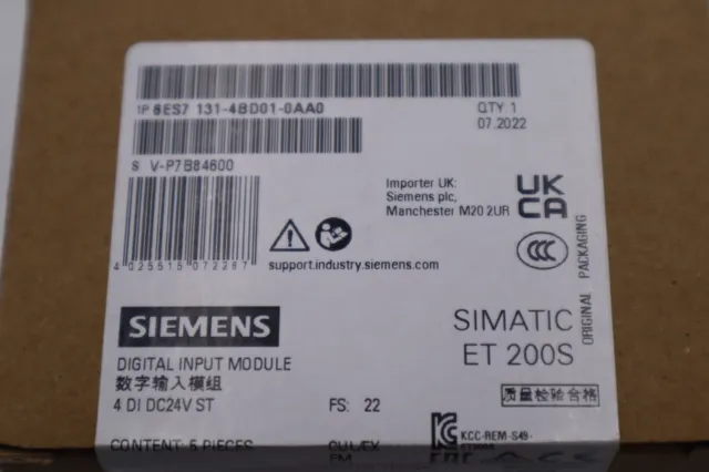Siemens 6ES7 131-4BD01-0AA0 ELECTRONIC MODULE FOR ET 200S  INPUTS STOCK B-1655