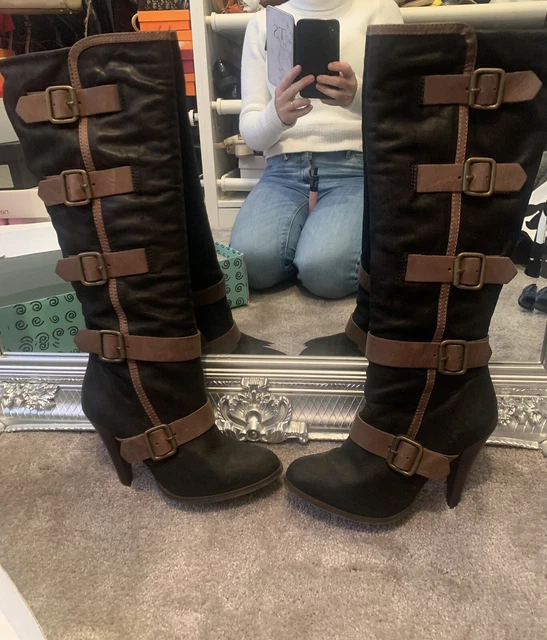BERTIE LEATHER KNEE Boots Size 4 £14.00 - PicClick UK
