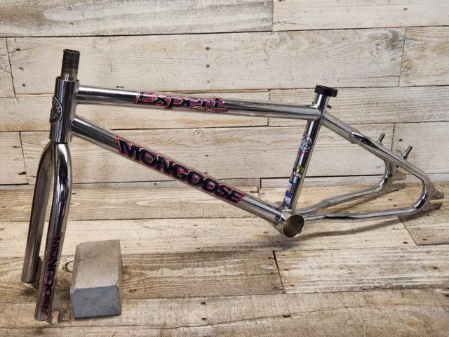 1996 Mongoose Expert Comp Cromo Looptail Old School BMX Frame Fork 20" Chrome OG