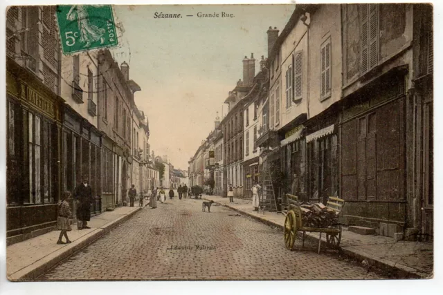 SEZANNE - Marne - CPA 51 - grande rue - magasins - Cp couleur