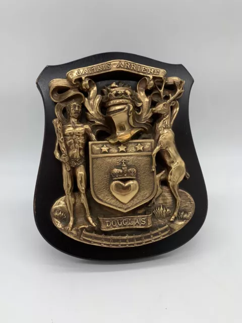 Vintage Large Family Crest Coat Of Arms Solid Bronze Stunning Casting