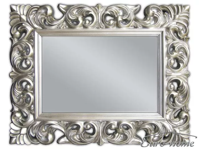 Großer Barock Wandspiegel Ornament 70x90 Standspiegel Spiegel Silber Flurspiegel