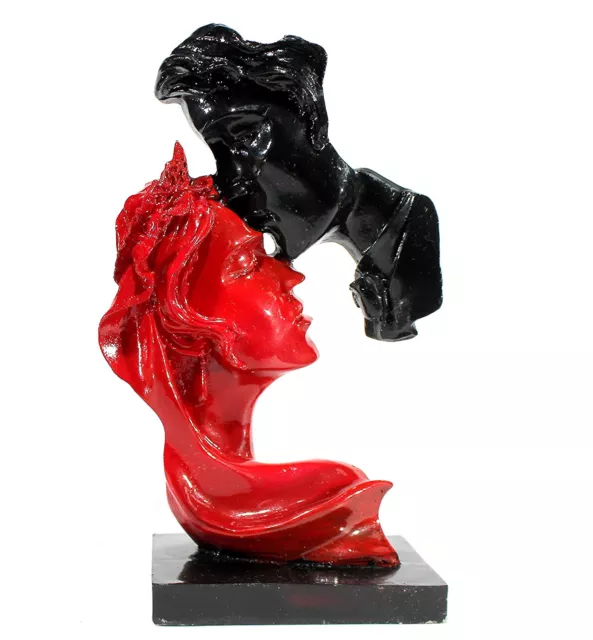 Amour Couple Visage Modèle Statue Couleur Rouge & Noir pour St.Valentin Jour