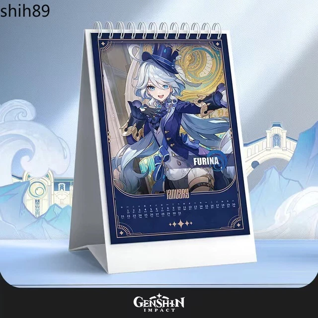 GENSHIN IMPACT FURINA Cosplay 2024 Years Desk Calendar Calendar Desktop