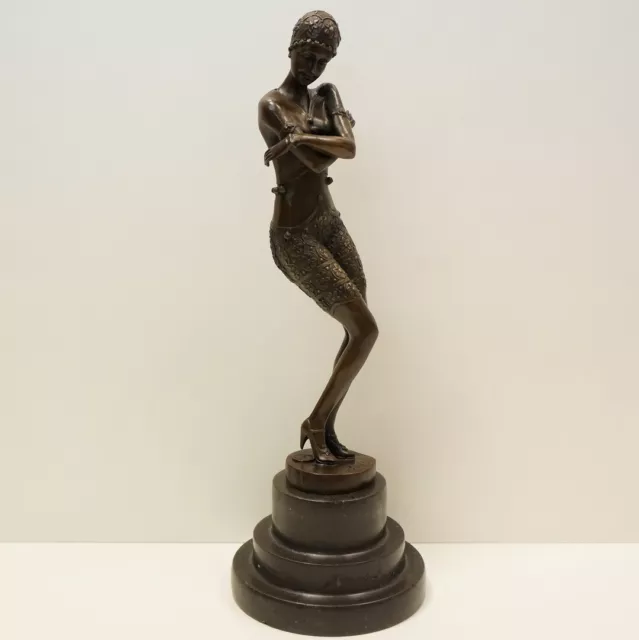 Art Nouveau Style Statue Sculpture Dancer Opera Art Deco Style Bronze Signed