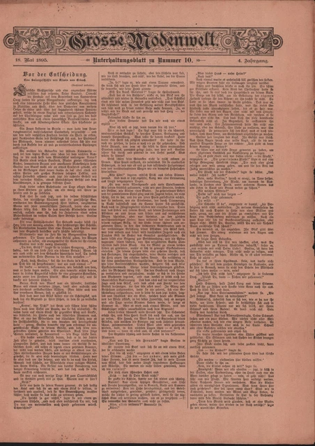 BERLIN, Zeitung 1895, Grosse Modewelt Unterhaltungsblatt Nr. 10