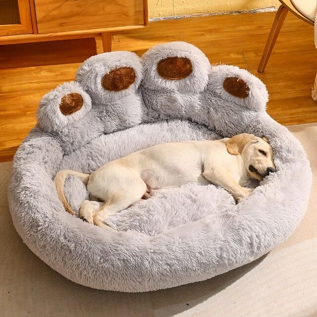 Cozy Pet Bed Round Large Pet House Long Dog Plush Deep Sleep Warm Bear Paw Bed