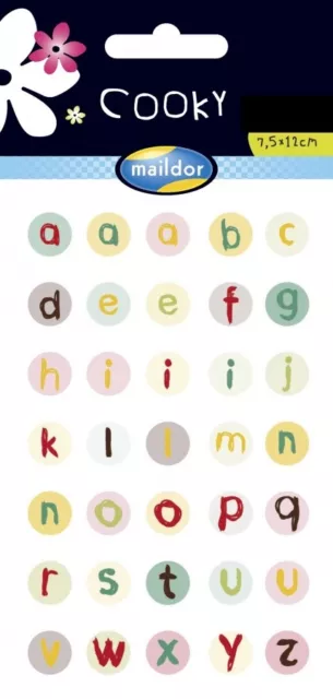 Maildor 35 tlg. Sticker Set Cooky Alphabet klein 3D Sticker Aufkleber Buchstaben