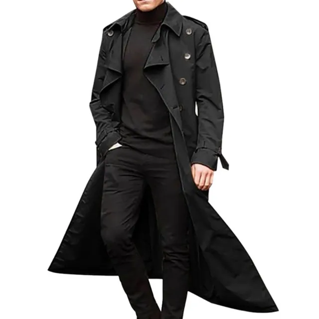 Mens Winter Warm Long Trench Coat Lapel Parka Jacket Fashion Overcoat Outwear