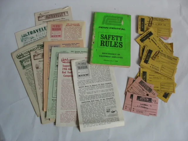 LOT Pennsylvania Railroad Items Safety Rules Ticket stubs PTC Travelers 1940s-60