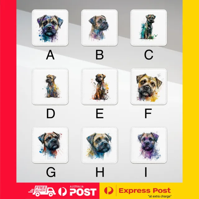 Coaster Drinking Placemat Mat|Affen Border Terrier Dog Puppy Watercolor Art #1