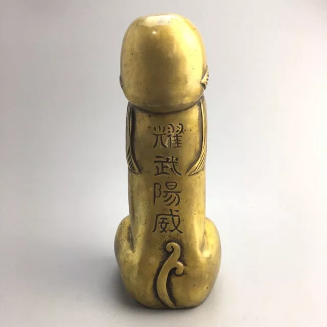 Solid Brass Carved Penis Statue Figure Amulet Feng Shui Decor