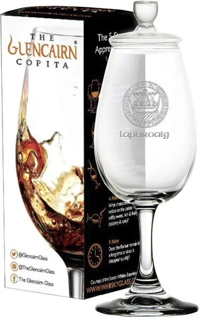 Laphroaig Islay Crest Scotch Whisky Glencairn Copita Nosing Glass W/ Flagin