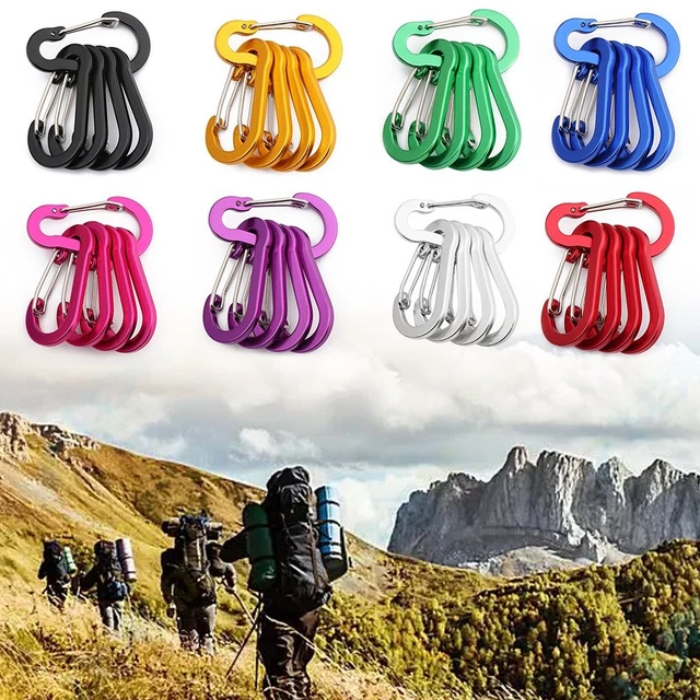 Lot De 5 Mousquetons En Alliage D'aluminium Avec A En D Et Crochet Pour Porte Cles Ideal Pour Le Camping La Randonnee Lescalade La Maison Le Bateau Les Sacs Les Porte Cles Les Tentes