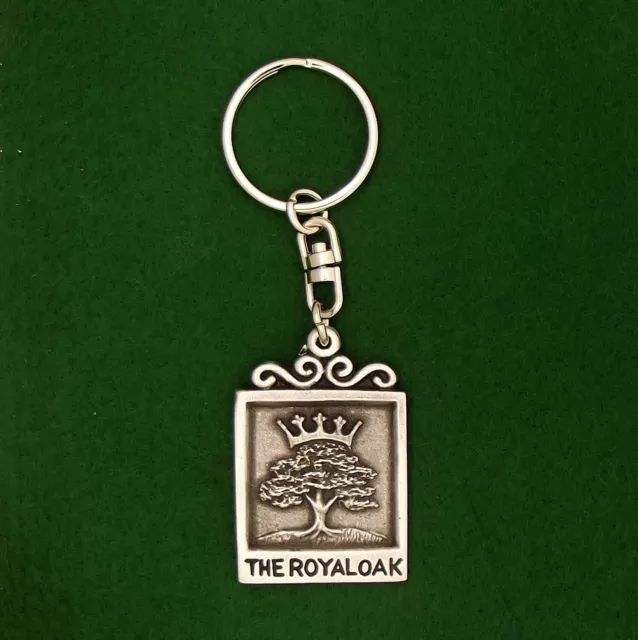 The Royal Oak  made of fine English Pewter on a split  keyring DH12