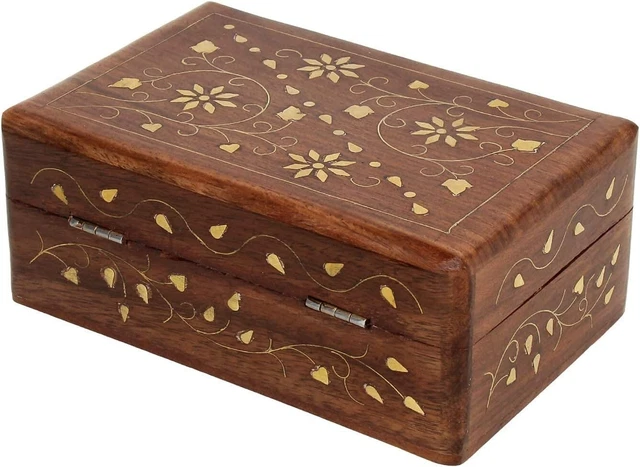 Coffre Au Trésor En Bois Vintage Fengq - 24x17x10 Cm - Serrure à Combinaison - Décoration