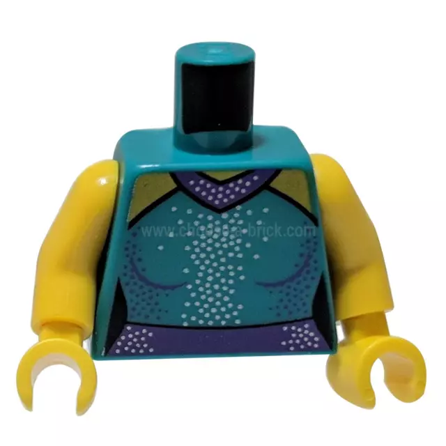 1x Torse LEGO Minifig Robe Contour Féminine, Épaules Jaunes