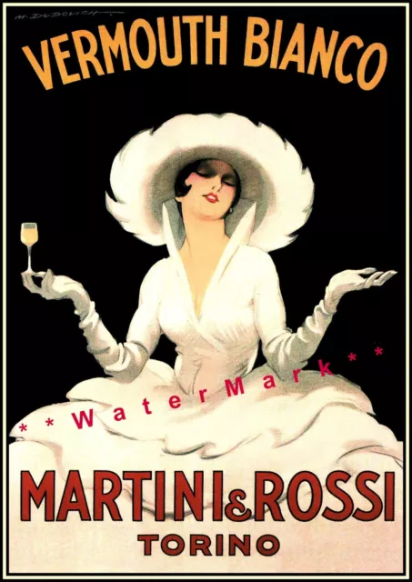 Vermouth Martini 1918 Vermouth Bianco Vintage Poster Print Advert FREE US S/H