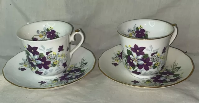 Pair Of Royal Osborne "Patricia" Fine Bone China Cups/Saucers - Nice Condition