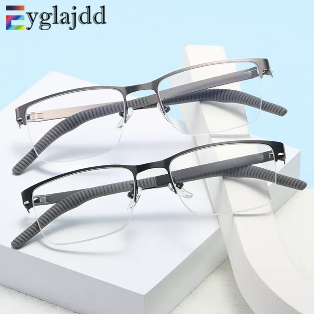 Eyglajdd Metall Lesebrille Halbrahmen Blaulichtfilter Lesehilfe 1,0,2,0~3,5,4,0