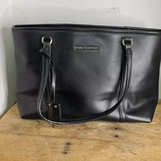 Dana Buchman black vegan leather tote bag shoulder purse