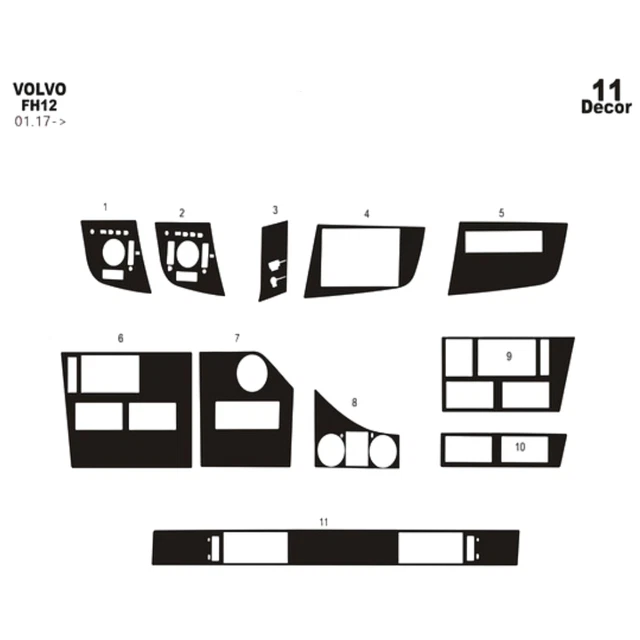 FOR TRUCK VOLVO FH4 20172019 Wood Look Effect Dash Trim Kit Cover 90.