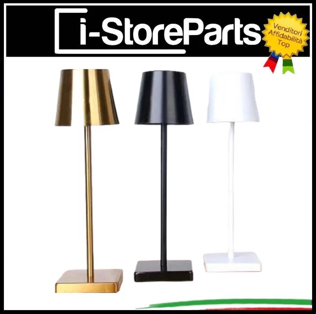 LAMPADA DA TAVOLO LED RICARICABILE ORO NERA BIANCA 4000k 6400k 3000 TIPO POLDINA