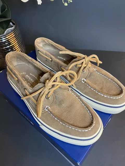 SPERRY TOPSIDER SHOES Bahama Boat Shoes Flats Tan Leather Size 7 Mens ...
