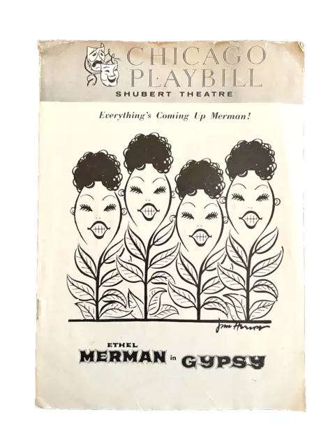 Ethel Merman Gypsy July 1961 Playbill Chicago Shubert Theatre And Restaurant Ads