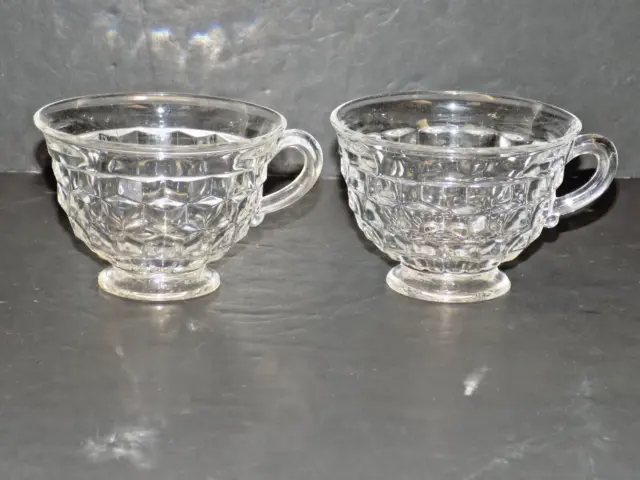 Pair of Fostoria American Clear Loop Handle Footed Flared Rim Punch Cups