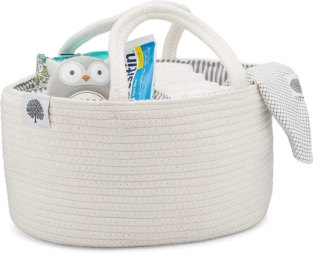Baby Rope Diaper Caddy Organizer Nursery Storage Bin &Car Organizer for Diapers