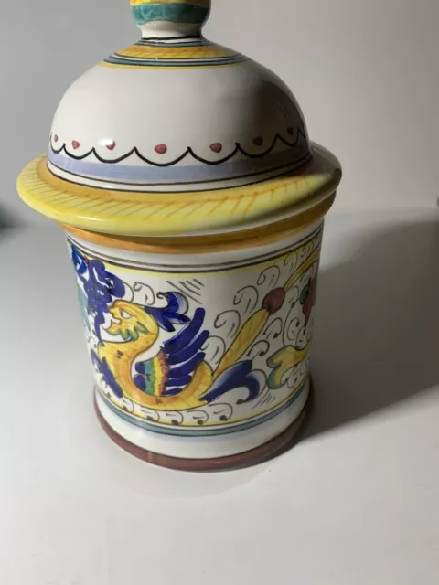 Hand Painted Italian Sur La Table Lidded Ceramic Canister 7 1/2” Made In Italy