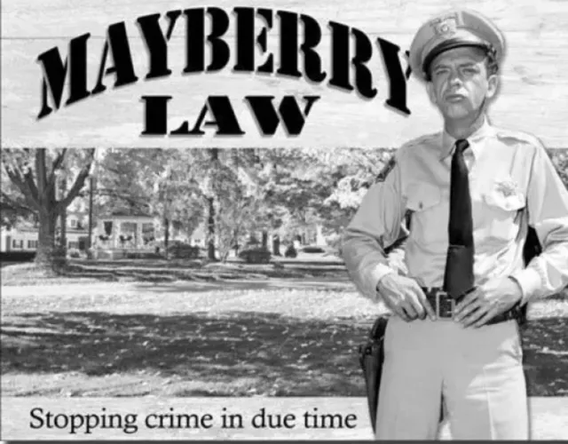 Vintage Replica Tin Metal Sign Andy Griffith Show Mayberry law stopping