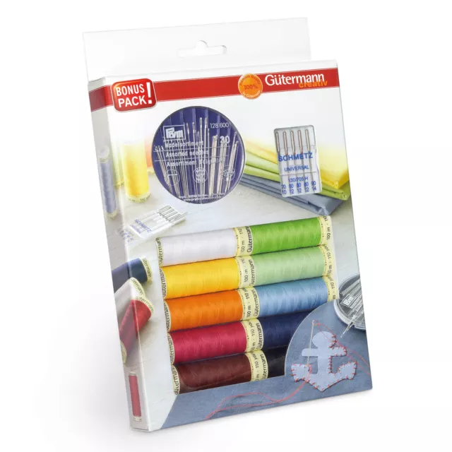 Gutermann Thread Set: Sew-All: 10 x 100m and Sewing Needles: Assorted