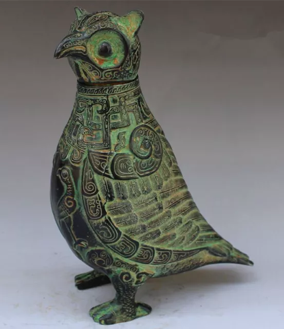 Collectible Decorated Chinese Old Bronze Handwork Carved Owl statue 20179