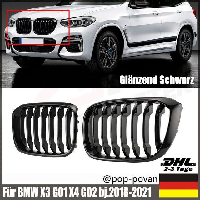 Calandre BMW X3 G01 X4 G02 2018-2021 - Grille Rein Noire Brillant ABS Double Couche