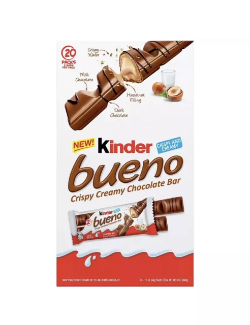 Kinder Bueno Crispy Creamy Chocolate Bars, 20 ct. Box | FREE SHIPPING | NEW