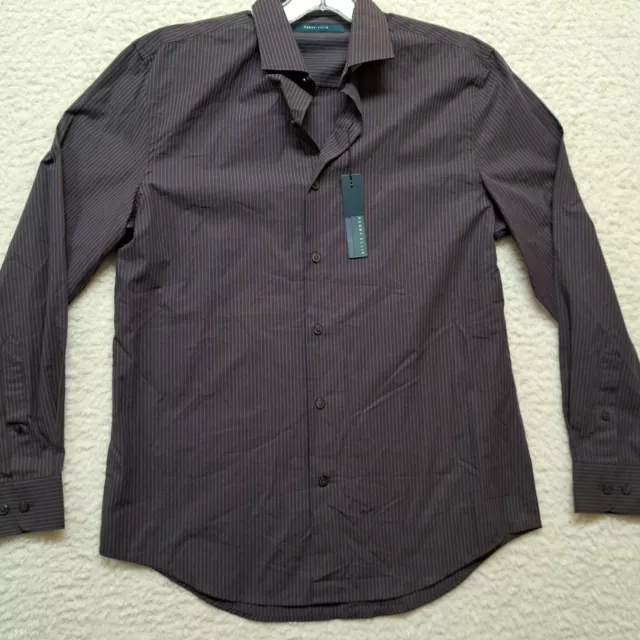 Perry Ellis Mens Shirt  size Medium slim fit button up long sleeve Purple NWT