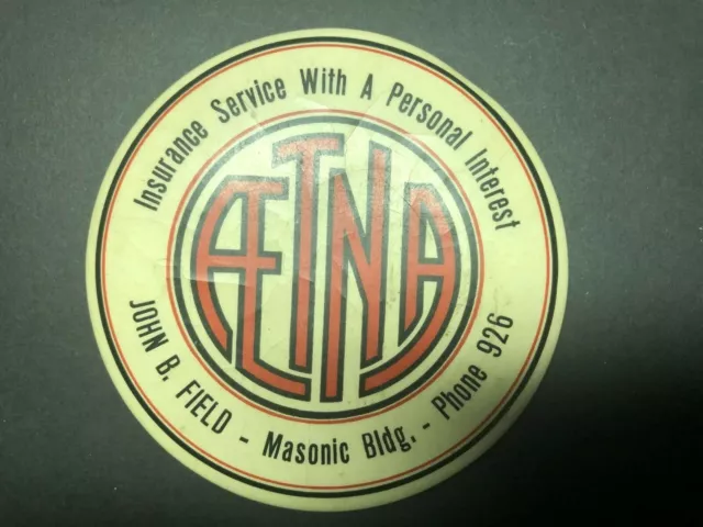 Aetna Insurance Celluloid Advertising Pocket Mirror 3 1/4" John Field Masonic