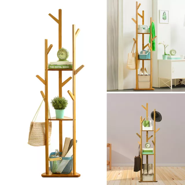 Soporte perchero bambú soporte de lavandería soporte de armario 8 ganchos 165 cm