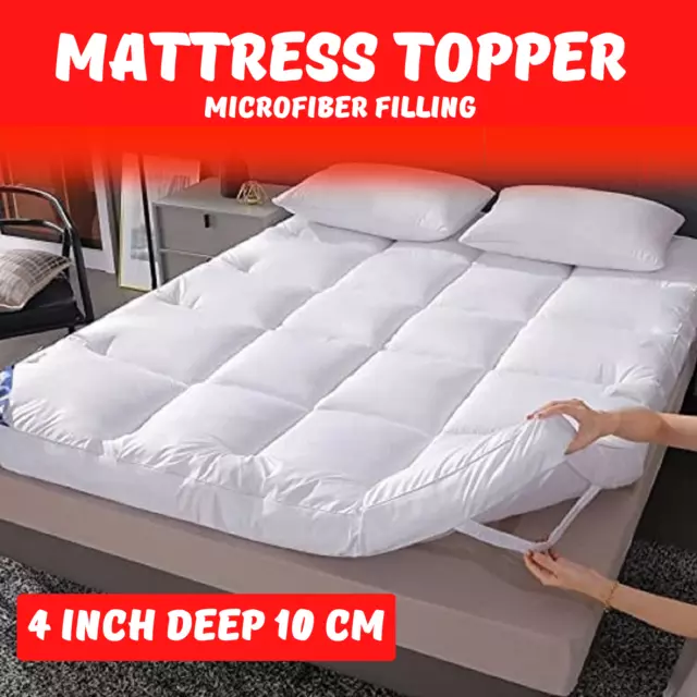 10cm/4inch Deep Microfiber Mattress Topper Hotel Quality Thick