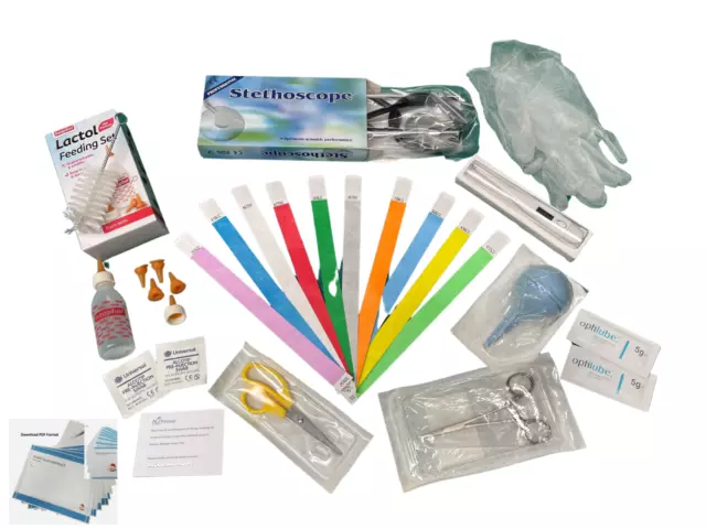 Dog Whelping Kit - Budget, Puppies ID bands, Bulb Syringe, Feeding Kit Bottle