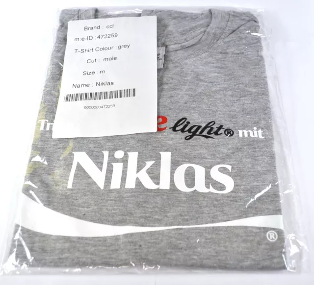 Coca-Cola Coke Niklas T-shirt grau Größe XL Namen Vornamen Namensshirt